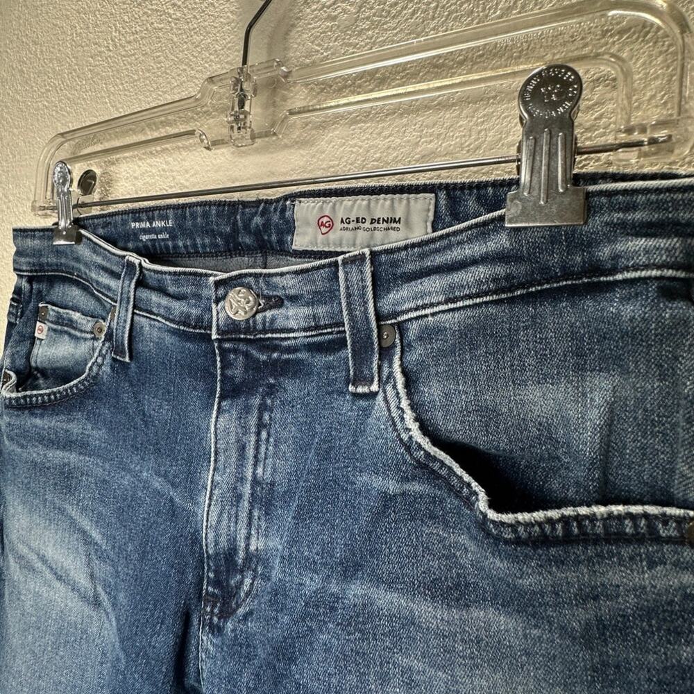 AG Medium Wash Whiskered Raw Hem Harper Essential Straight Leg Jeans 29R - Picture 6 of 13